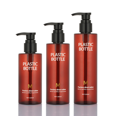 Yuvarlak Amber Şampuan Şişesi Pompa Püskürtücü 150ml 200ml 250ml Duş Jeli için