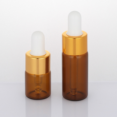 Buzlu 5ml 10ml Boş Kozmetik Şişe Amber Damlalıklı Yuvarlak Yüz Serum Şişesi