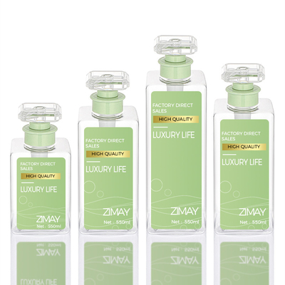 Dikdörtgen Pompa Boş Yuvarlak Özel Duş Yağı Düz ​​300ml 400ml 800ml Şampuan Şişesi