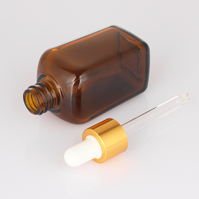 Doldurulabilir Saç Yağı Damlalık Şişesini Özelleştirin Kare Cam Malzeme 50ml