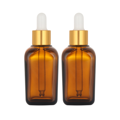 Doldurulabilir Saç Yağı Damlalık Şişesini Özelleştirin Kare Cam Malzeme 50ml