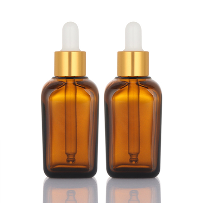 Doldurulabilir Saç Yağı Damlalık Şişesini Özelleştirin Kare Cam Malzeme 50ml