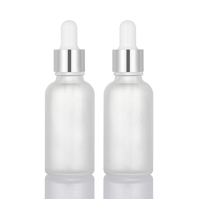 Gümüş Kapaklı Mat Beyaz Cam Uçucu Yağ Damlalıklı Şişeler 30ml