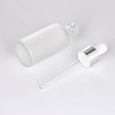 Gümüş Kapaklı Mat Beyaz Cam Uçucu Yağ Damlalıklı Şişeler 30ml