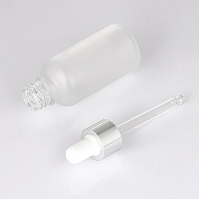 Gümüş Kapaklı Mat Beyaz Cam Uçucu Yağ Damlalıklı Şişeler 30ml