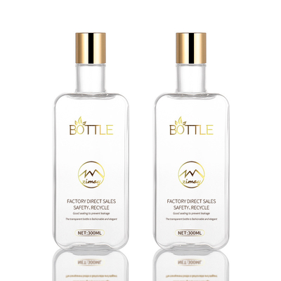 300ml Disk Kapaklı Şişe Şeffaf PETG Malzeme Altın Kapaklı Geri Dönüştürülebilir