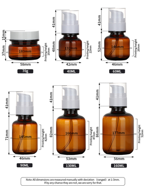 PET Kozmetik Ambalaj Setleri 90ml 130ml 160ml Geri Dönüştürülebilir Sızdırmaz