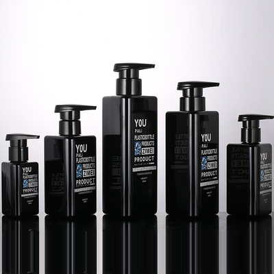 Toptan 100ml 200ml 300ml Üçgen Şekli Geri Dönüşüm Plastik Pet Losyon Kabı Siyah Havasız Pompa 500ml Şampuan Şişeleri