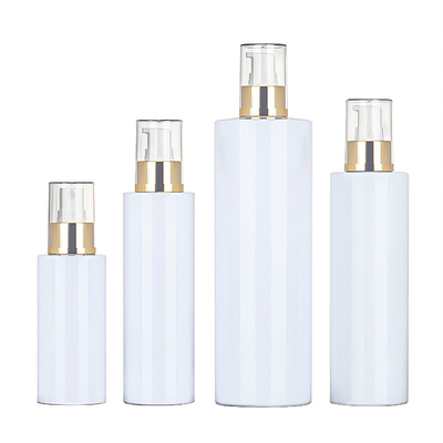 Toptan 120ml 200ml 250ml 500ml Yuvarlak Kozmetik Vücut Mist Atomizer Plastik Sprey Losyon Temizleme İçin Altın Üst Şişe