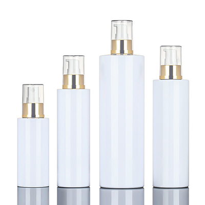 Toptan 120ml 200ml 250ml 500ml Yuvarlak Kozmetik Vücut Mist Atomizer Plastik Sprey Losyon Temizleme İçin Altın Üst Şişe