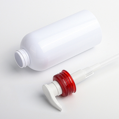 350ml 500ml Beyaz Kırmızı Pompa Boş Şampuan Vücut Yıkama Plastik Yuvarlak Konteyner Losyon Şişeleri