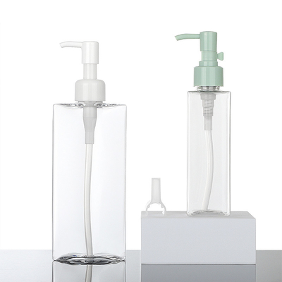 180ml Şeffaf Yağ Ambalaj Kabı Şampuan ve Saç Kremi Seti Kare Losyon Pompa Şişesi Plastik 200ml