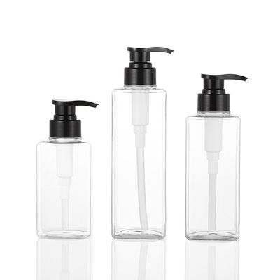 44mm Pompa 550ml ile Geri Dönüşümlü Kare Şeffaf Plastik Losyon Şişeleri